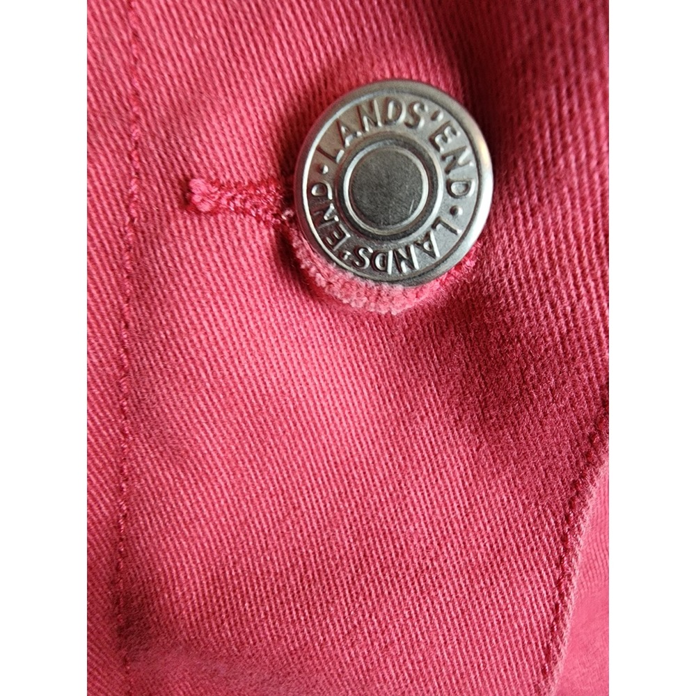Lands End Womens Coral Denim Trucker Jacket Size L 14-16 100% Cotton Solid - Picture 4 of 5